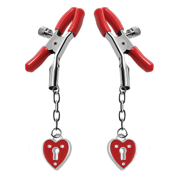 Master Series Charmed Heart Padlock Nipple Clamps | Kinkly Shop