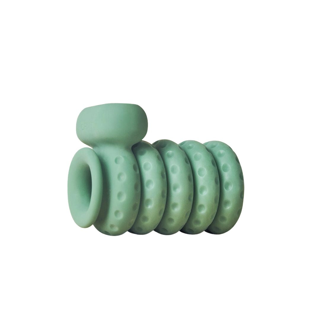 All four of the OhNuts shown connected to the OhNut Vibrating Ring. This shows how the modular vibrating ring can be used alongside the standard OhNut rings to instantly add vibrations without impacting the buffer. | Kinkly Shop