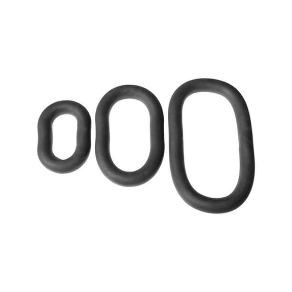 The three Perfect Fit XPlay Ultra Wrap Ring Pack rings laying out next to one another. | Kinkly Shop