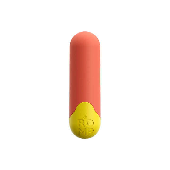 A close up of the ROMP Riot bullet vibrator up against a white background. | Kinkly Shop