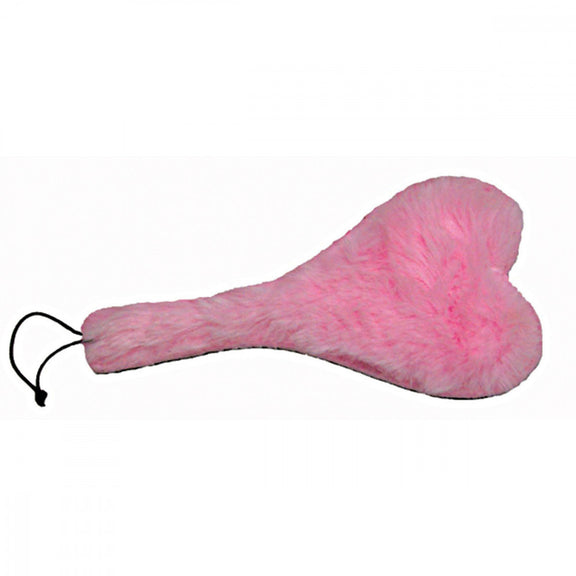 Ruff Doggie Styles Double-Sided Heart Paddle shown with the faux fur side facing the camera | Kinkly Shop
