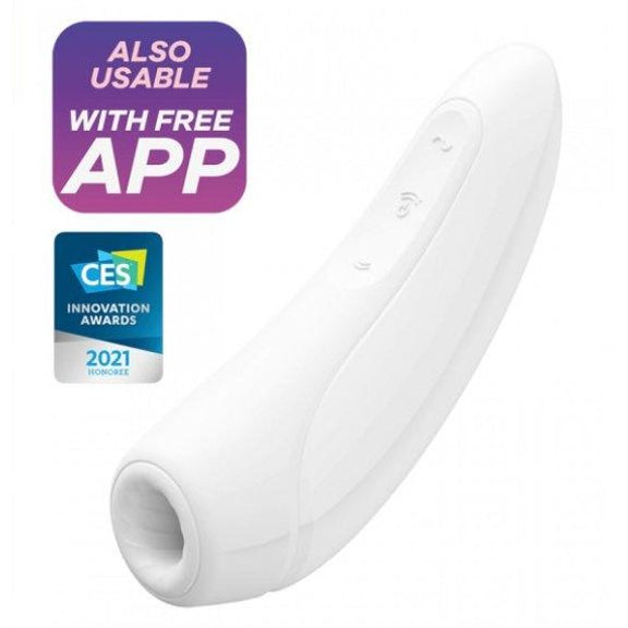 Satisfyer Curvy+ Series. Image says "Also Usable with Free App" and "CES Innovation Awards 2021 Honoree" | Kinkly Shop