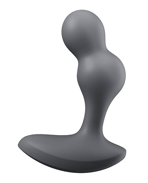 Side view of the Satisfyer Deep Diver showcases the unique design of the plug. It has two ball-like shapes towards the end of the plug with a thin retention area near the base. The base is rounded along the edges for comfort while wearing. | Kinkly Shop