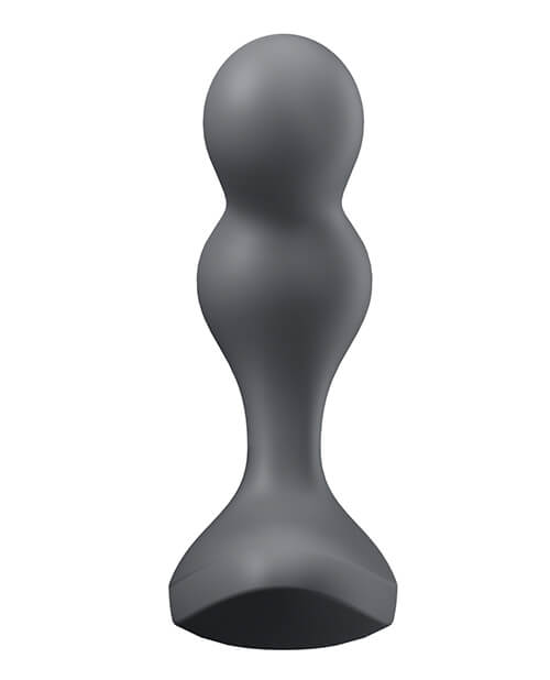 Front view of the Satisfyer Deep Diver showcases the different diameters of the plug. The two balls on the end are about the same diameter while the retention area is much slimmer than the balls. The base is slightly thicker than the two balls. | Kinkly Shop