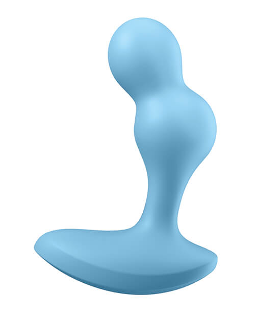 Side view of the Satisfyer Deep Diver showcases the unique design of the plug. It has two ball-like shapes towards the end of the plug with a thin retention area near the base. The base is rounded along the edges for comfort while wearing. | Kinkly Shop