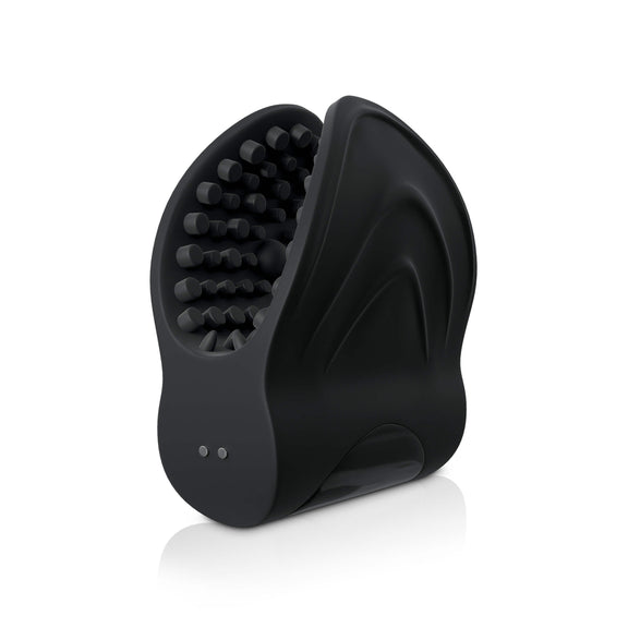 Angled 3/4ths view showcases the magnetic charging ports on the base of the Sir Richards Vibrating Edging Trainer | Kinkly Shop