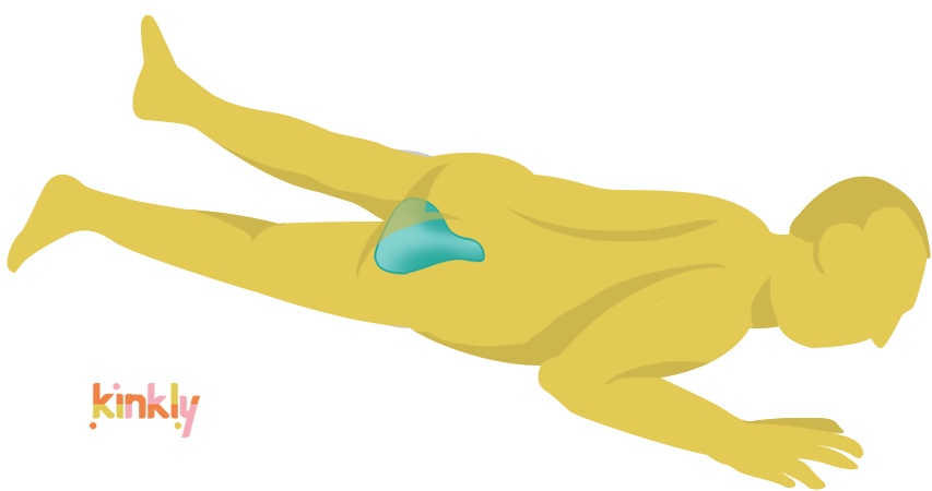 A person lies flat. Through X-Ray vision, we see the Wild Flower Enby 2 laying on the ground underneath them. The person can grind against the surface of the Wild Flower Enby 2 for penis or clitoral pleasure. | Kinkly Shop