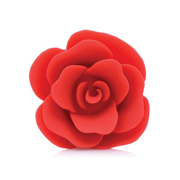 A close-up of the rose at the base of the plug. It has multiple "petals" made of silicone that extend outward from the center of the plug. | Kinkly Shop