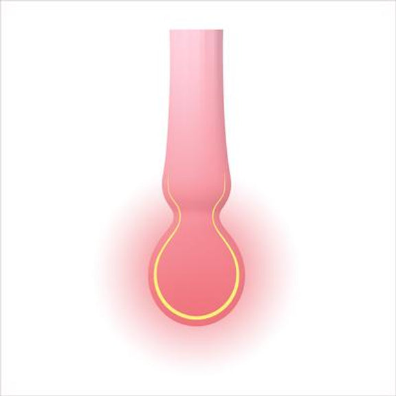 Illustrated image of the ZALO Confidence Pre-Heating Wand Massager shows the head of the massager glowing with warmth. | Kinkly Shop