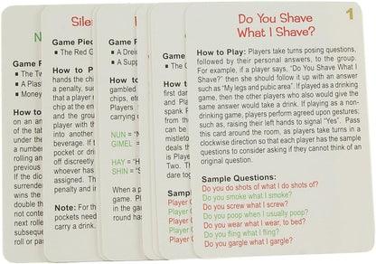 The cards with the games written on them fanned out to read some of the cards. The game "Do you Shave What I Shave?" is presented as the top card that can be read. | Kinkly Shop