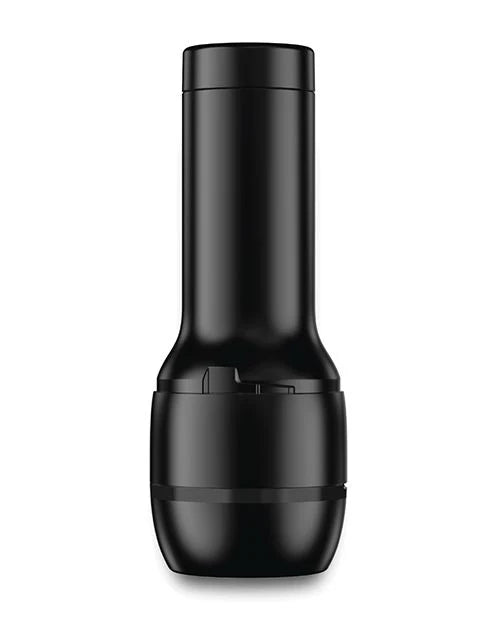 One of the Feel Strokers with both lids for the case entirely put on. It looks like a plain, boring black tube with no hint of what could be inside. | Kinkly Shop