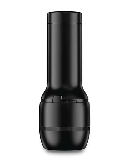 One of the Feel Strokers with both lids for the case entirely put on. It looks like a plain, boring black tube with no hint of what could be inside. | Kinkly Shop