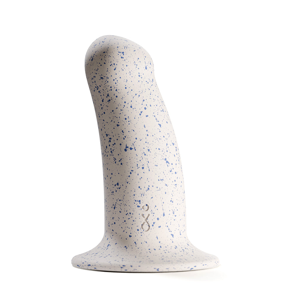 The Biird Boo dildo in front of a plain white background. It looks very short and wide with a flared base at the bottom. | Kinkly Shop