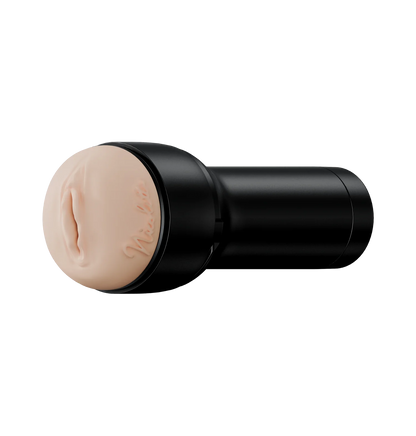 The KIIROO FeelStars FeelNicolette Stroker in front of a plain background. The stroker features Nicholette's signature on the side of the orifice. | Kinkly Shop