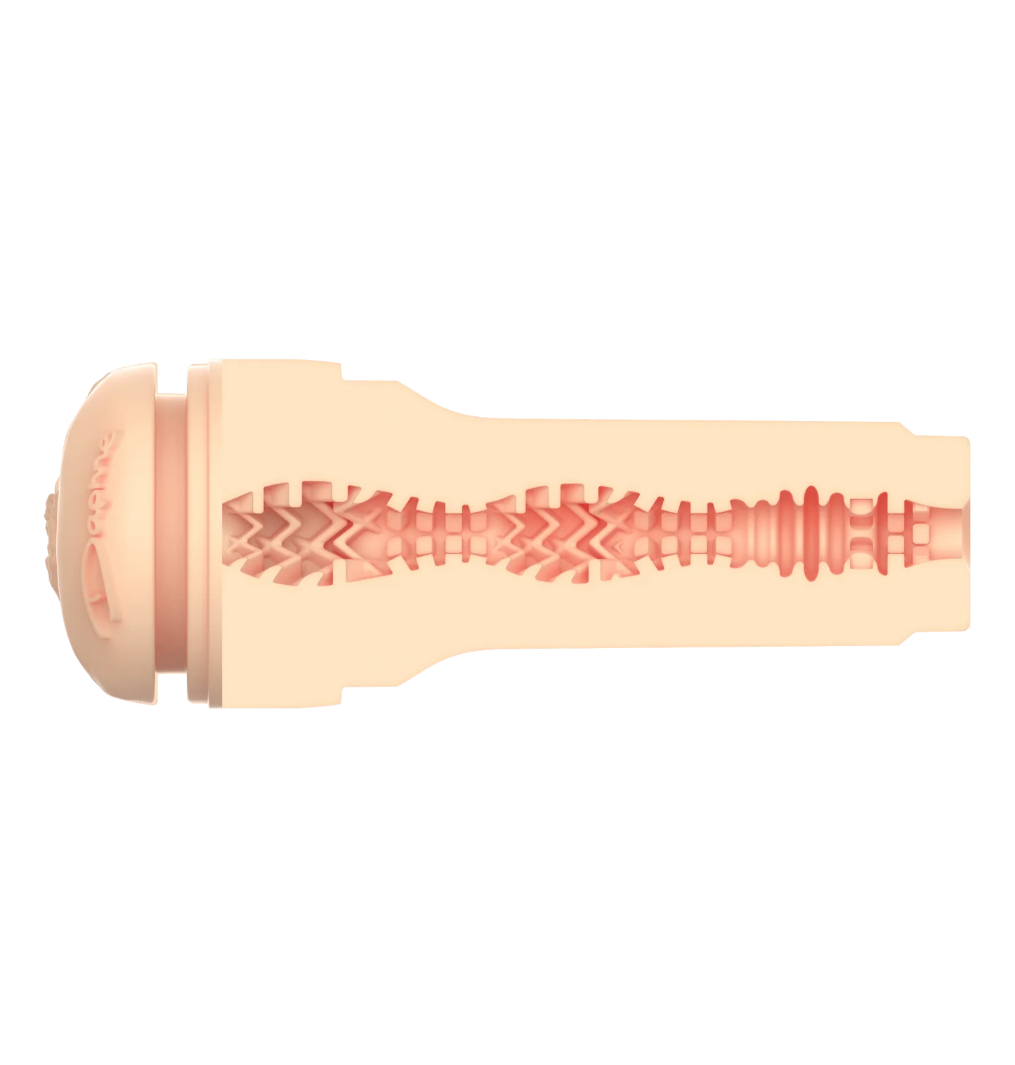 Cross-section of the texture inside of the FeelStars FeelDaphne Stroker. It's a very intricate texture in a lattice pattern. | Kinkly Shop