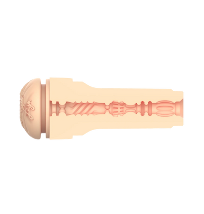 Cross-section of the FeelStars FeelLeigh Stroker. This showcases all of the various textures inside of the stroker that the shaft can feel as you use it. | Kinkly Shop