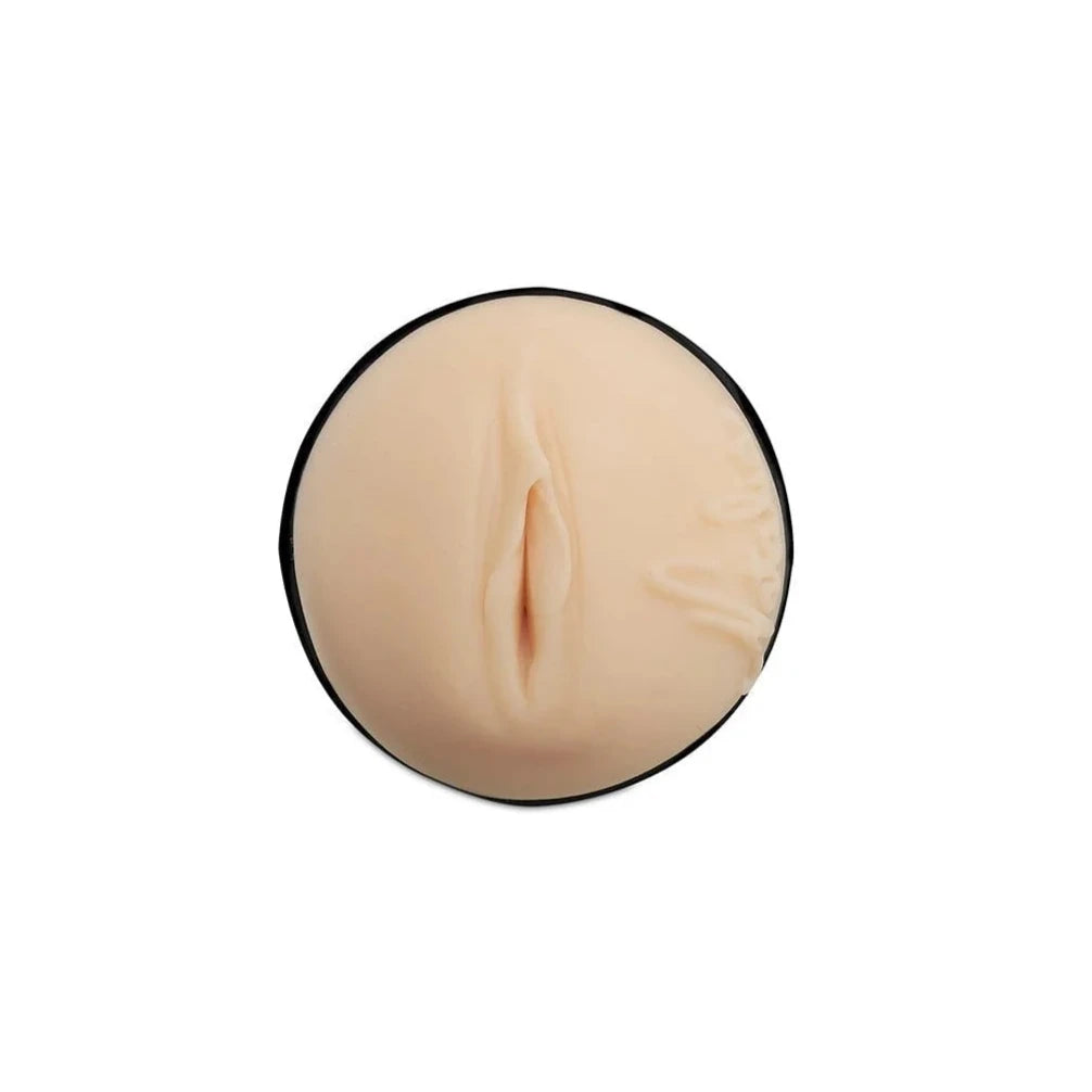 Close-up of the orifice entrance of the FeelStars FeelNatalia Stroker. The vulva is molded directly from the porn star's own vulva. | Kinkly Shop