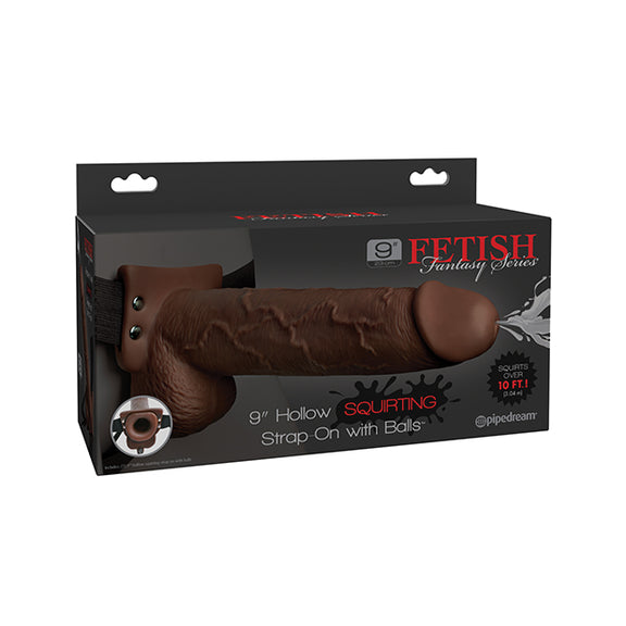 9" Hollow Squirting Strap On in Brown | Kinkly Shop