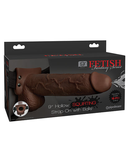 9" Hollow Squirting Strap On in Brown | Kinkly Shop