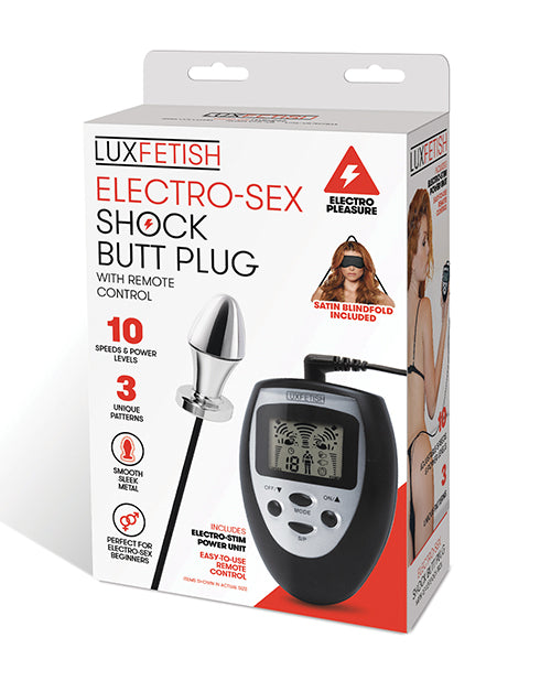 Packaging for the Lux Fetish Electro-Sex Shock Butt Plug | Kinkly Shop