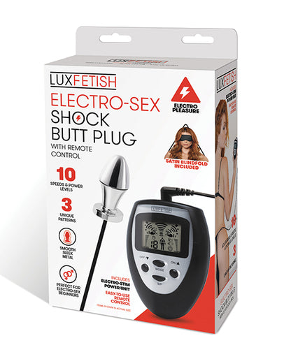 Packaging for the Lux Fetish Electro-Sex Shock Butt Plug | Kinkly Shop