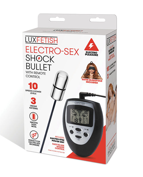 Packaging for the Lux Fetish Electro-Sex Shock Bullet | Kinkly Shop