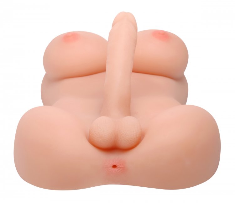 Close-up of the anal entrance of the Transgender Terri Love Doll. It's located right underneath the testicles. | Kinkly Shop