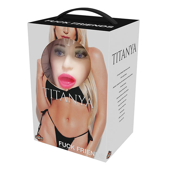 Packaging for the Fuck Friends Inflatable Doll - Titanya | Kinkly Shop