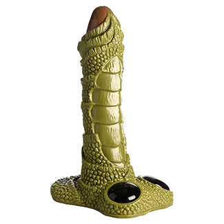 Giant Swamp Monster Scaly Dildo in front of a plain white background | Kinkly Shop