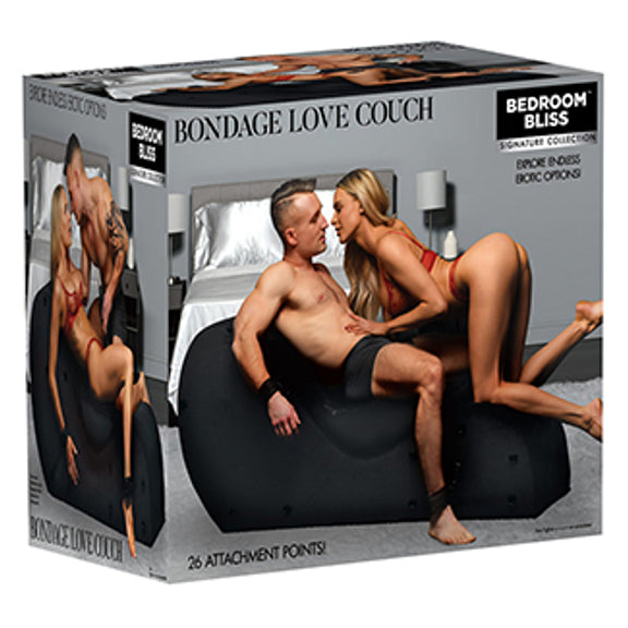 Retail packaging for the Bondage-Optional Love Couch. This box will be shipped inside a plain brown cardboard box for discretion. | Kinkly Shop
