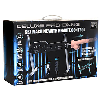 Retail packaging for the Deluxe Pro-Bang with Remote Control. For discretion, this box will be shipped inside of a plain brown cardboard box. | Kinkly Shop