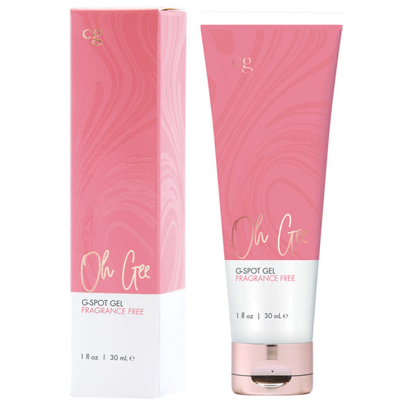 Tube of the CG Oh Gee G Spot Stimulant shown next to the cardboard box it comes in. | Kinkly Shop