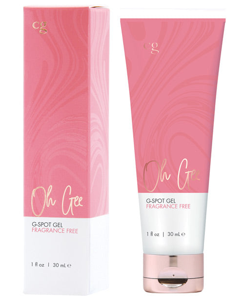 Tube of the CG Oh Gee G Spot Stimulant shown next to the cardboard box it comes in. | Kinkly Shop