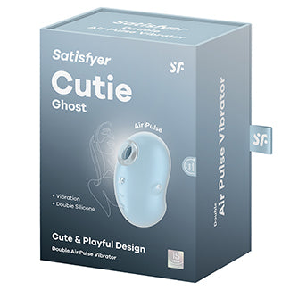 Packaging for the Satisfyer Cutie Ghost in Blue | Kinkly Shop