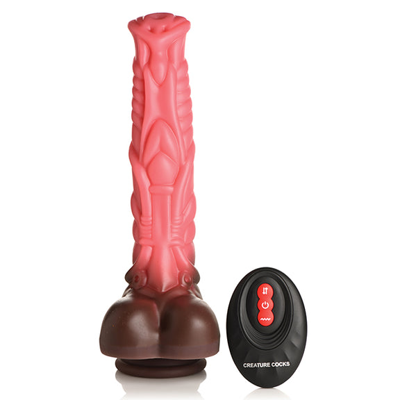 The Creature Cocks Thrusting Centaur with Remote Control shown next to its included remote | Kinkly Shop