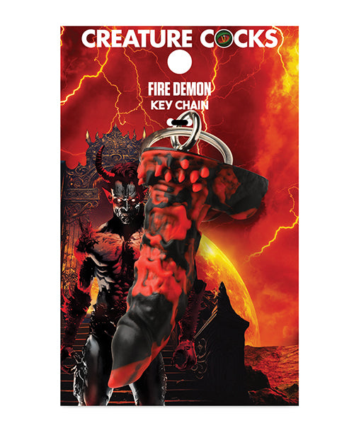 Packaging for the Creature Cocks Fire Demon Keychain | Kinkly Shop