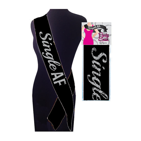 The Single AF Sash shown on a mannequin. It is very sparkly. | Kinkly Shop