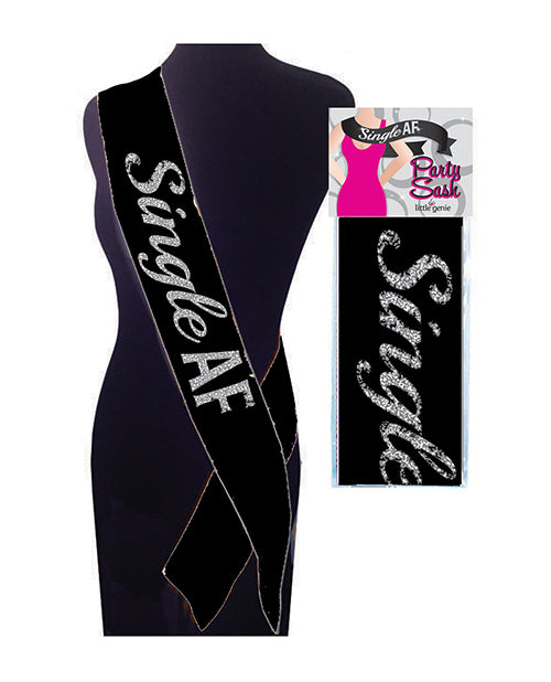 The Single AF Sash shown on a mannequin. It is very sparkly. | Kinkly Shop