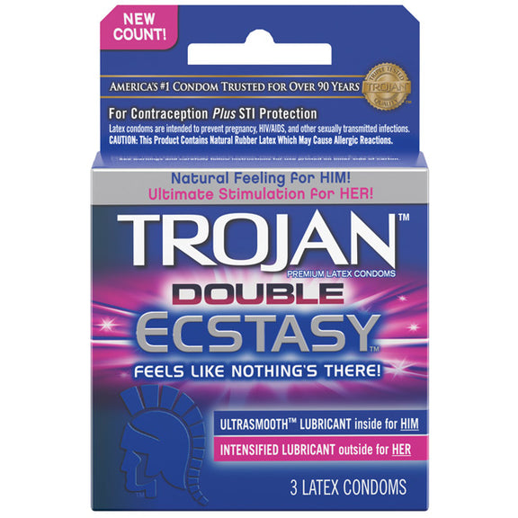 3 pack of the Trojan Double Ecstasy condoms | KInkly Shop