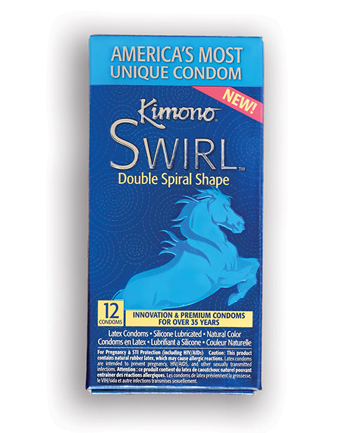 Packaging for the 12 pack of the Kimono Swirl Condom | Kinkly Shop