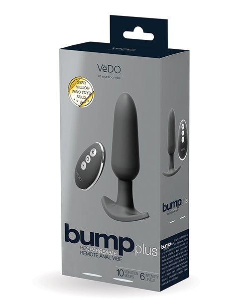 Packaging for the VeDO Bump Plus with Remote Control also shows its included remote control | Kinkly Shop