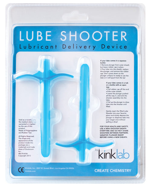 The Kinklab Lube Shooter in Blue in its packaging | Kinkly Shop