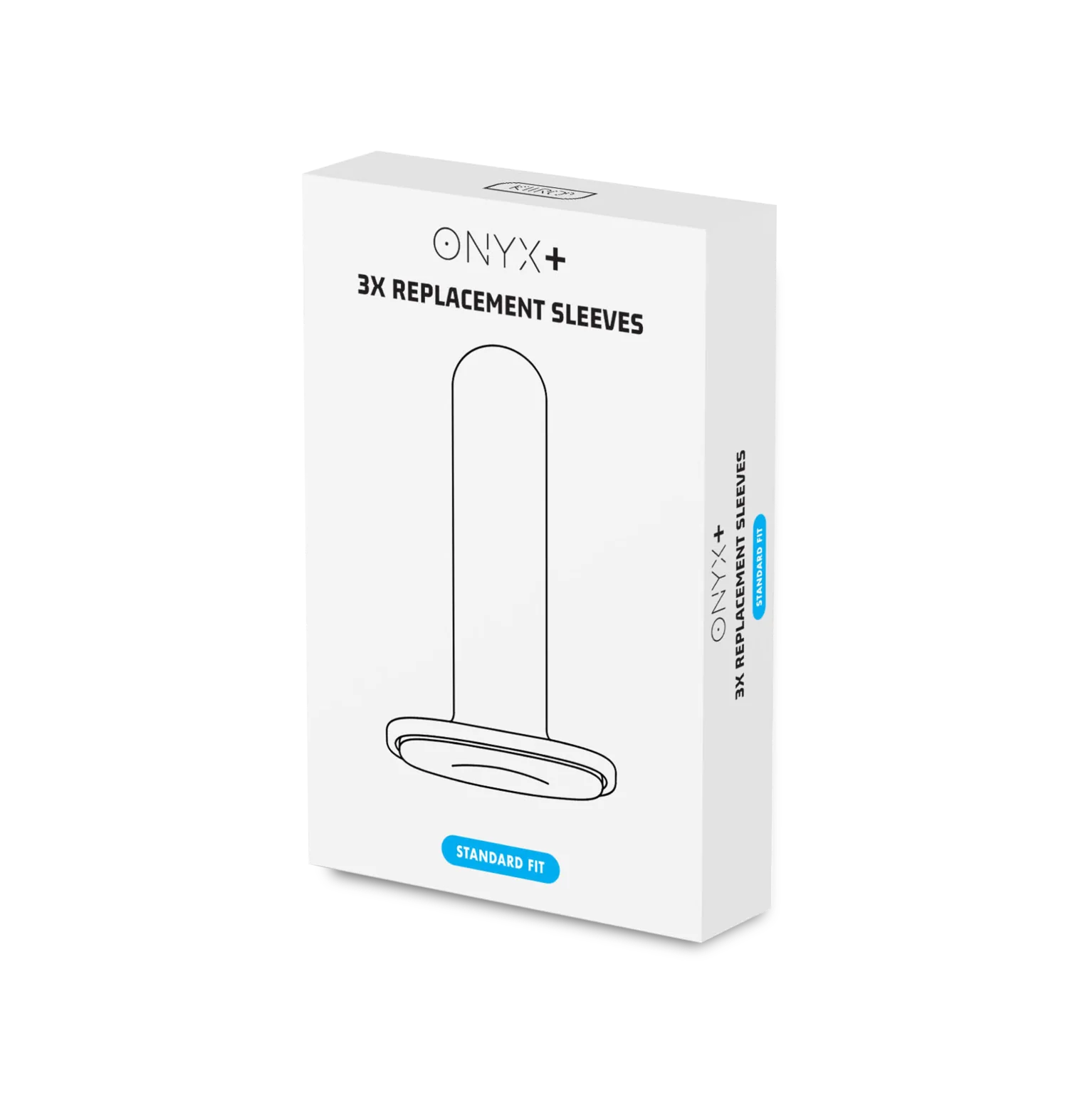 Packaging for the 3 pack of the Standard fit Onyx+ Replacement Sleeves | Kinkly Shop