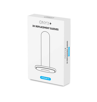 Packaging for the 3 pack of the Standard fit Onyx+ Replacement Sleeves | Kinkly Shop