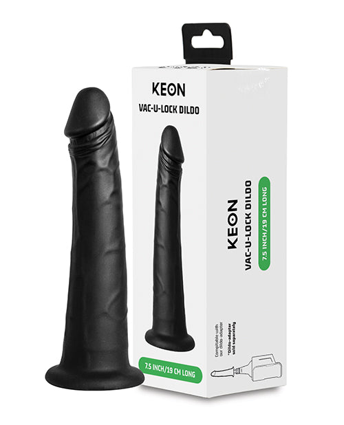 The KIIROO KEON: Vacuum Lock Dildo shown next to the packaging it comes in | Kinkly Shop