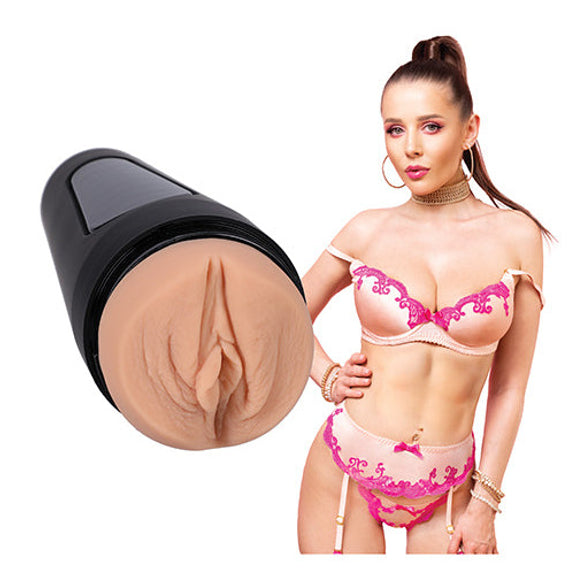 Sybil shown next to the Main Squeeze - Sybil. The stroker is molded directly from Sybil's own vulva. | Kinkly Shop