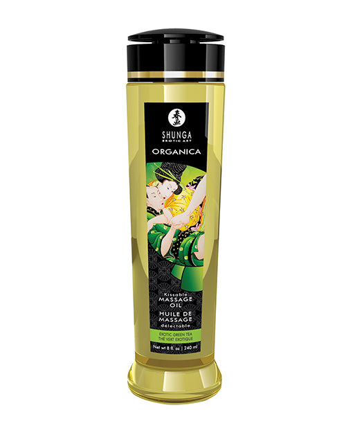 Shunga Organic Kissable Massage Oil in Exotic Green Tea | Kinkly Shop