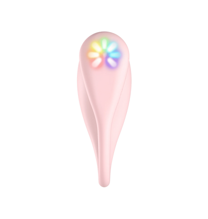 Top down view of the KIIROO Spot showcasing how much thinner the toy's tail is compared to the width of the insertable portion of the vibe. | Kinkly Shop