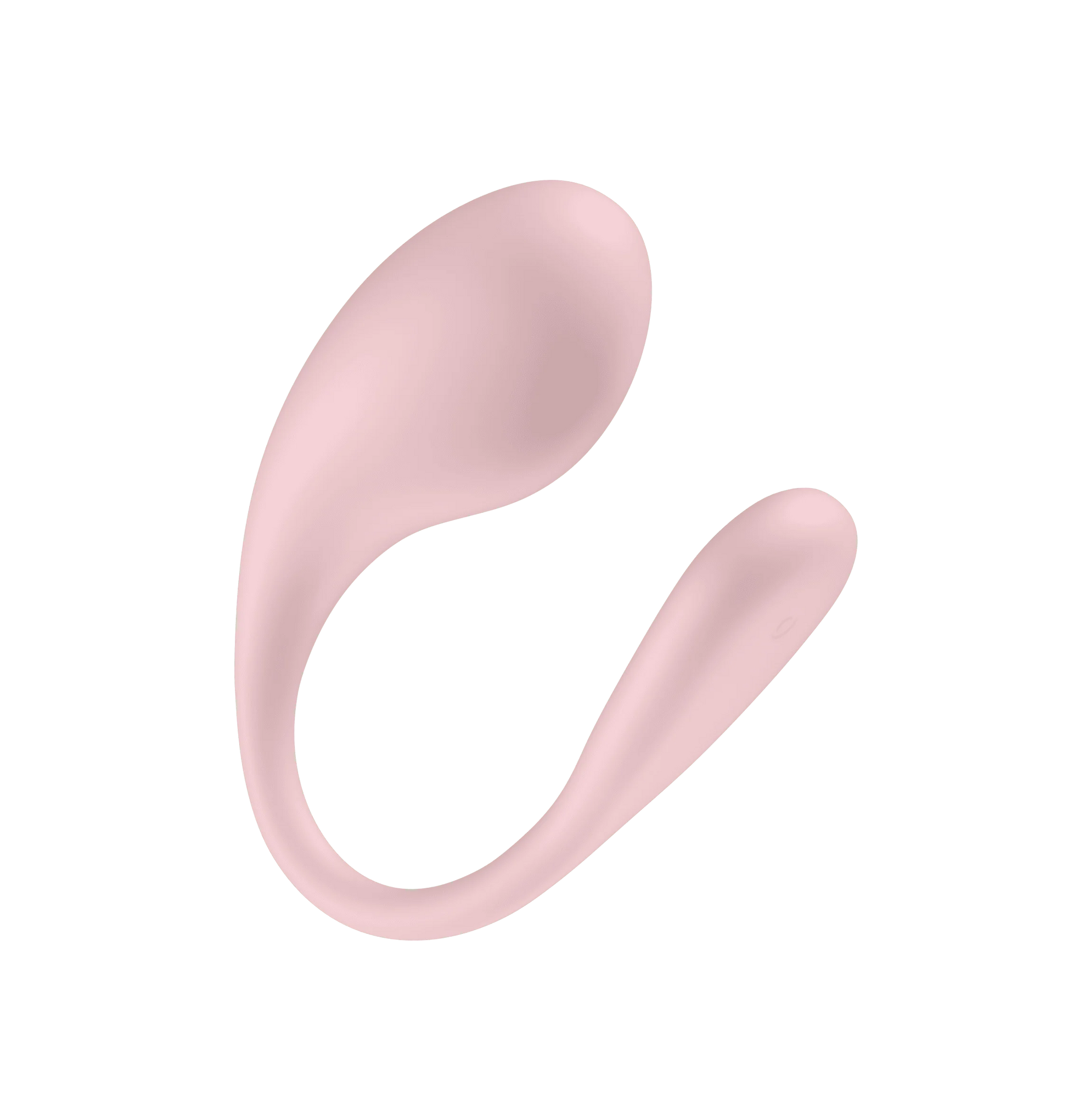 A side profile of the KIIROO Spot, showcasing the vibrator's egg-shaped design that includes a swelling underside. | Kinkly Shop