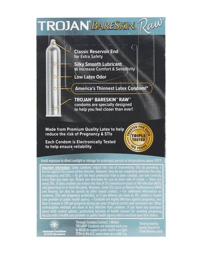 Condones Trojan Bareskin RAW - Paquete de 10
